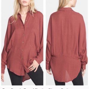 Free People True Affection Herringbone Blouse Top